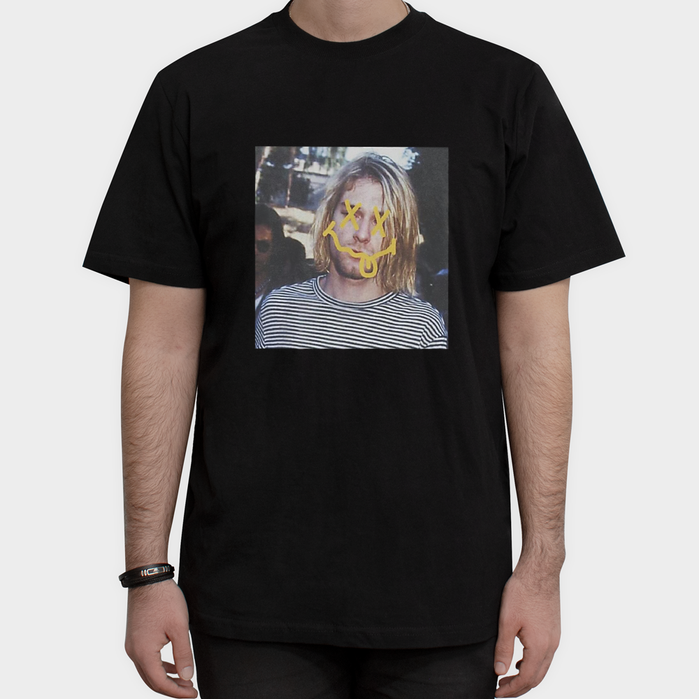 تی شرت طرح Nirvana Kurt Cobain کد 02نمای روبرو ۱ - رنگ مشکی