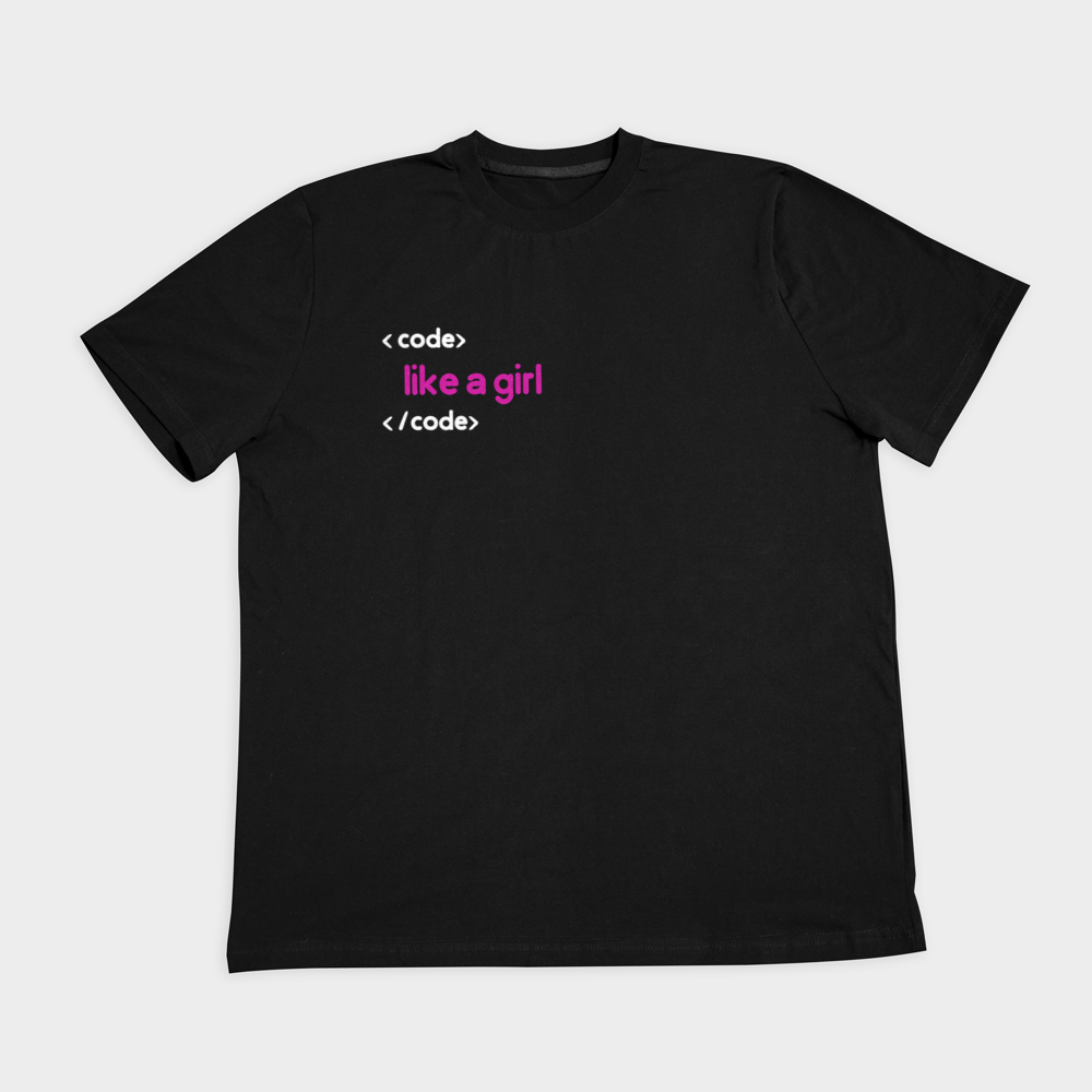 تیشرت code like a girlنمای روبرو ۲ - رنگ مشکی1