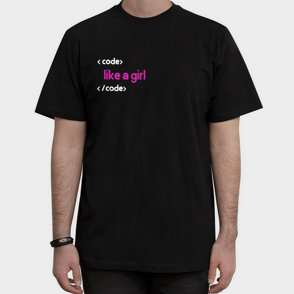 تیشرت code like a girlنمای روبرو ۱ - رنگ مشکی