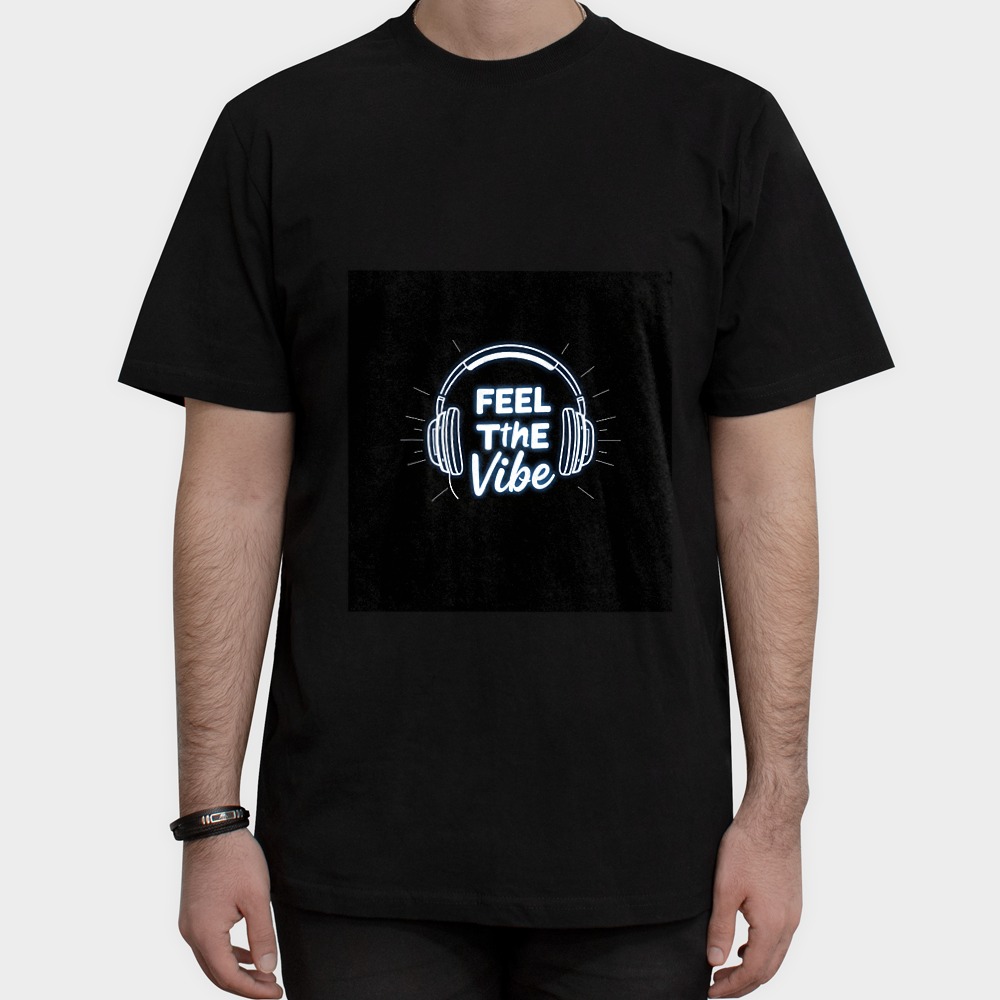 تیشرت طرح Feel The vibeنمای روبرو ۱ - رنگ مشکی