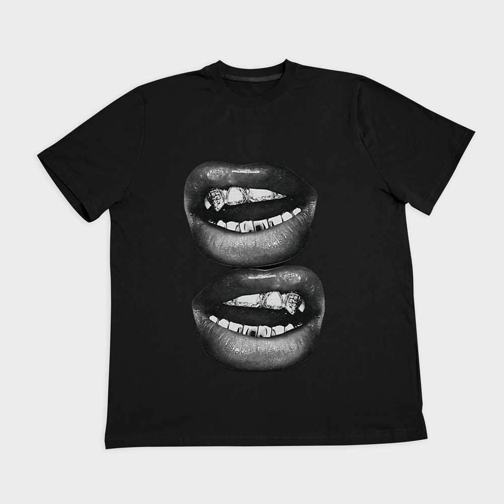 تیشرت lips ترند و خاصنمای روبرو ۲ - رنگ مشکی1