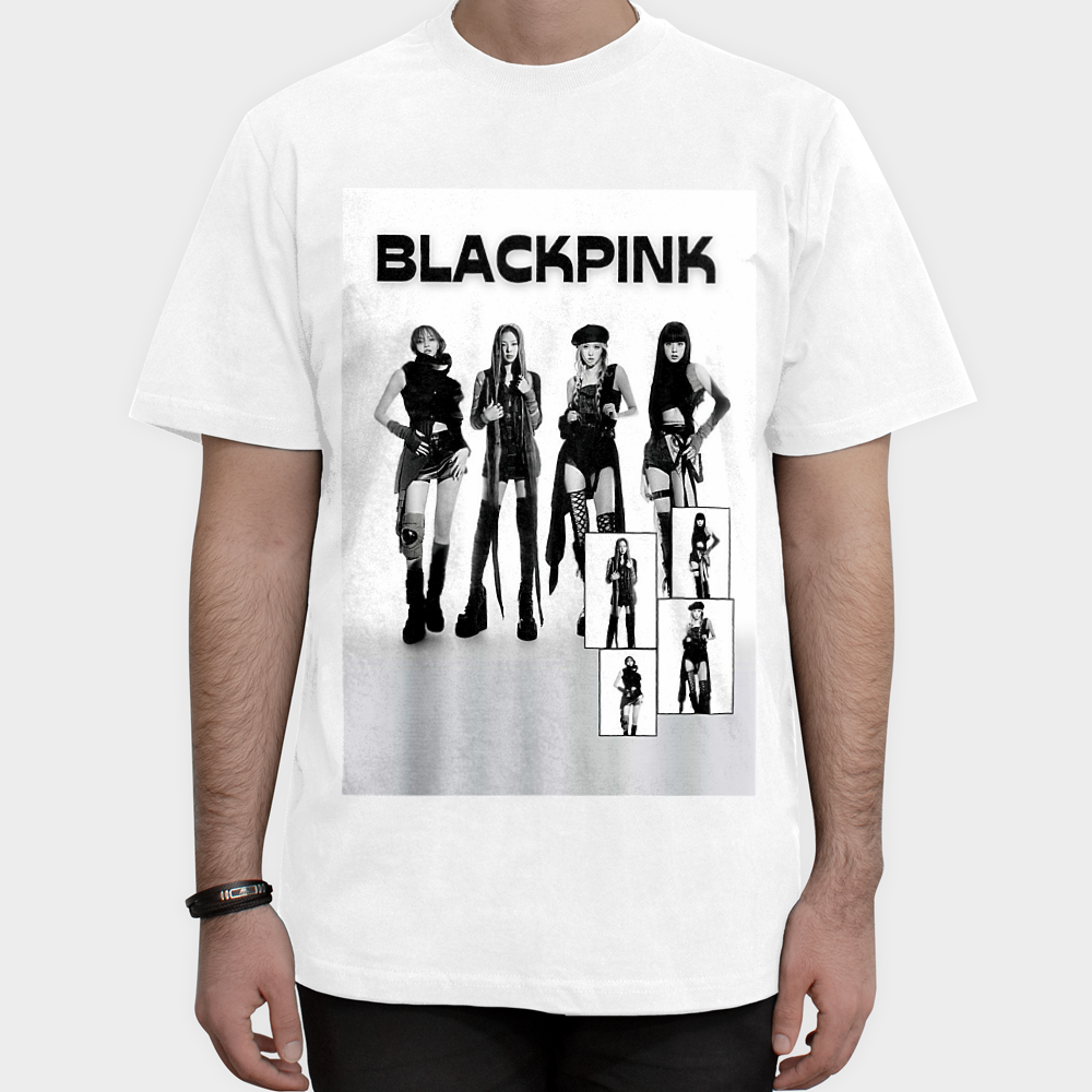 تیشرت طرح black pinkنمای روبرو ۱ - رنگ سفید