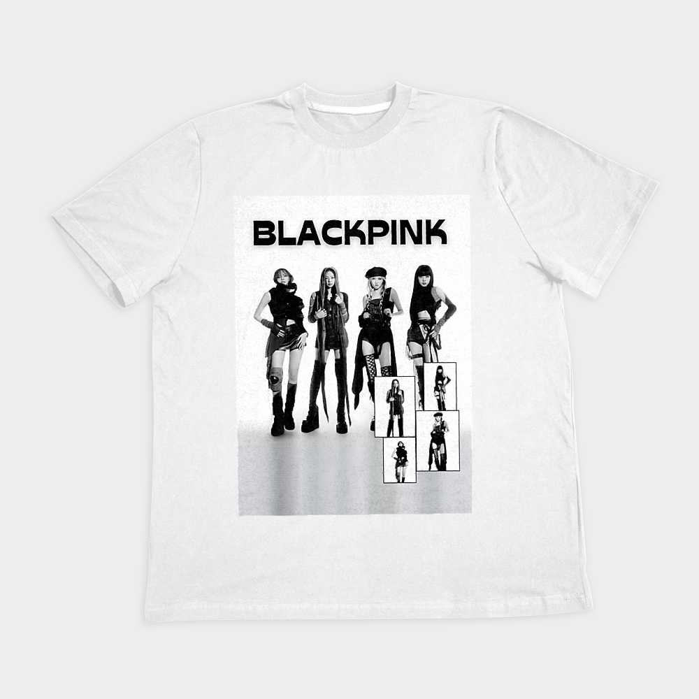 تیشرت طرح black pinkنمای روبرو ۲ - رنگ سفید1