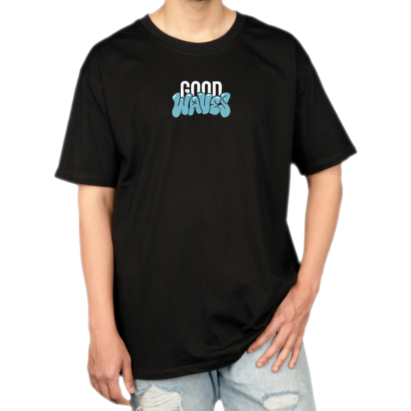 تیشرت good wavesنمای روبرو ۱ - رنگ مشکی1