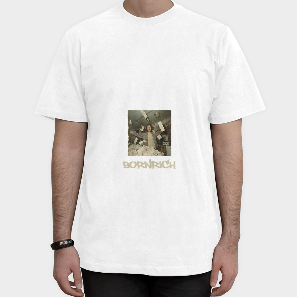 BORN RICH TSHIRT444نمای روبرو ۱ - رنگ سفید