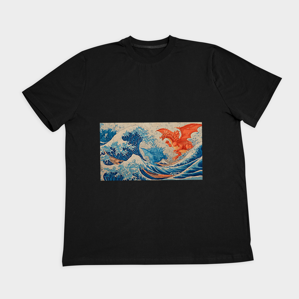 FIRE WAVES TSHIRT444نمای روبرو ۲ - رنگ مشکی1