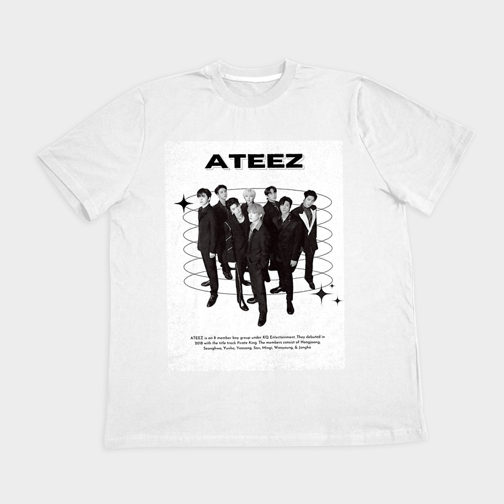 تیشرت طرح ateezنمای روبرو ۲ - رنگ سفید1