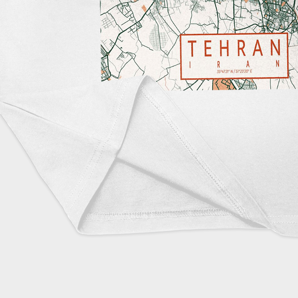 تیشرت نقشه تهران 3نمای نزدیک پایین لباس - رنگ سفید2