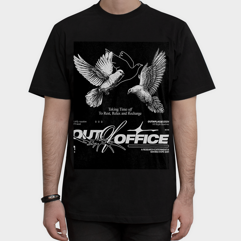 تیشرت طرح out officeنمای روبرو ۱ - رنگ مشکی1