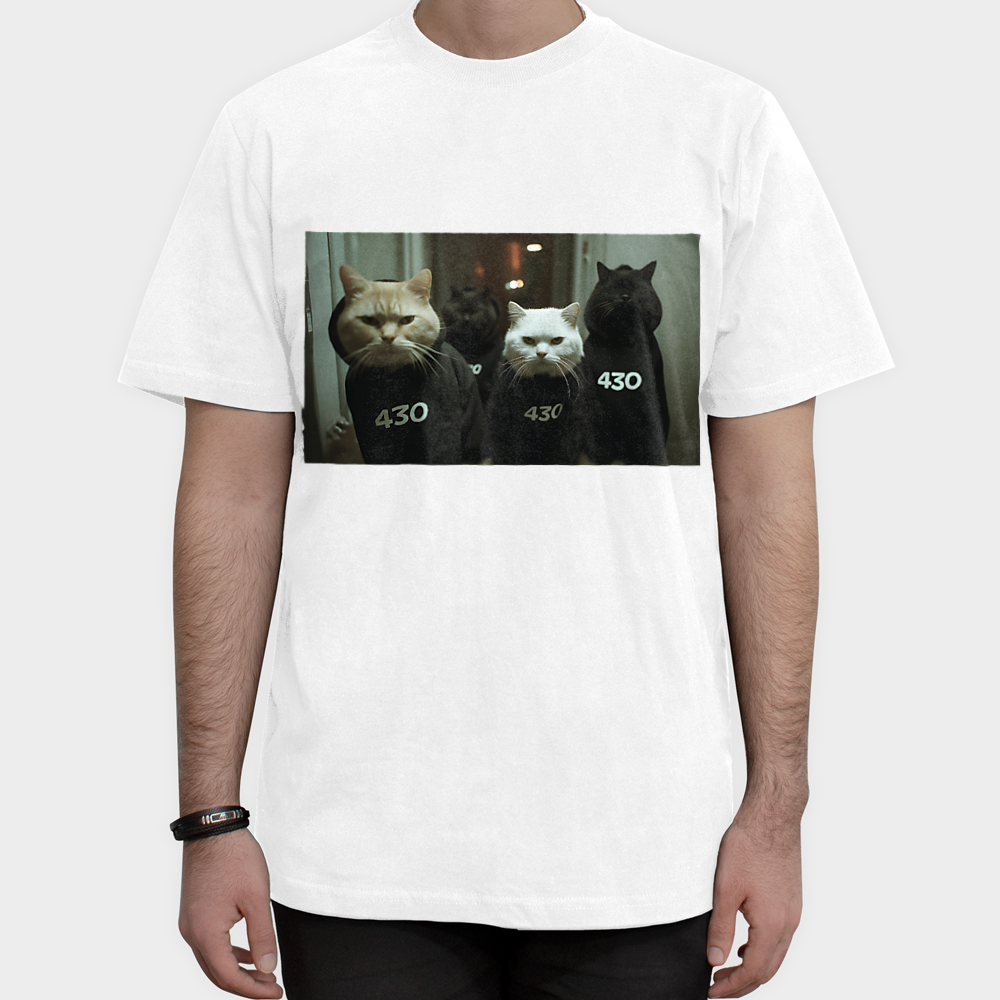 GANGCAT430 TSHIRT444نمای روبرو ۱ - رنگ سفید