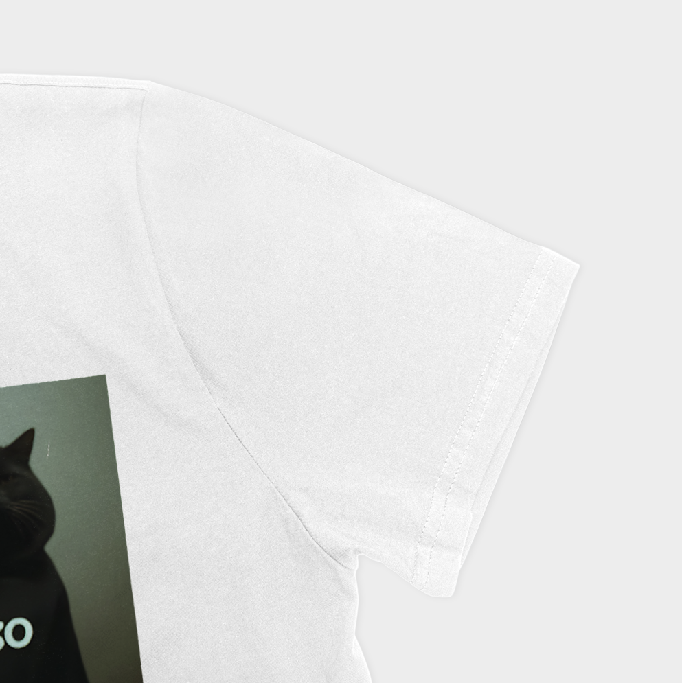GANGCAT430 TSHIRT444نمای نزدیک آستین چپ - رنگ سفید3