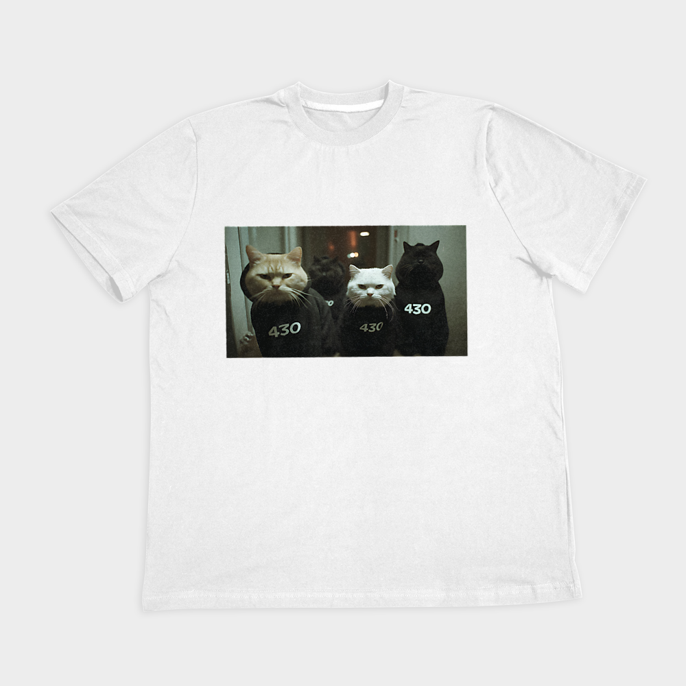 GANGCAT430 TSHIRT444نمای روبرو ۲ - رنگ سفید1