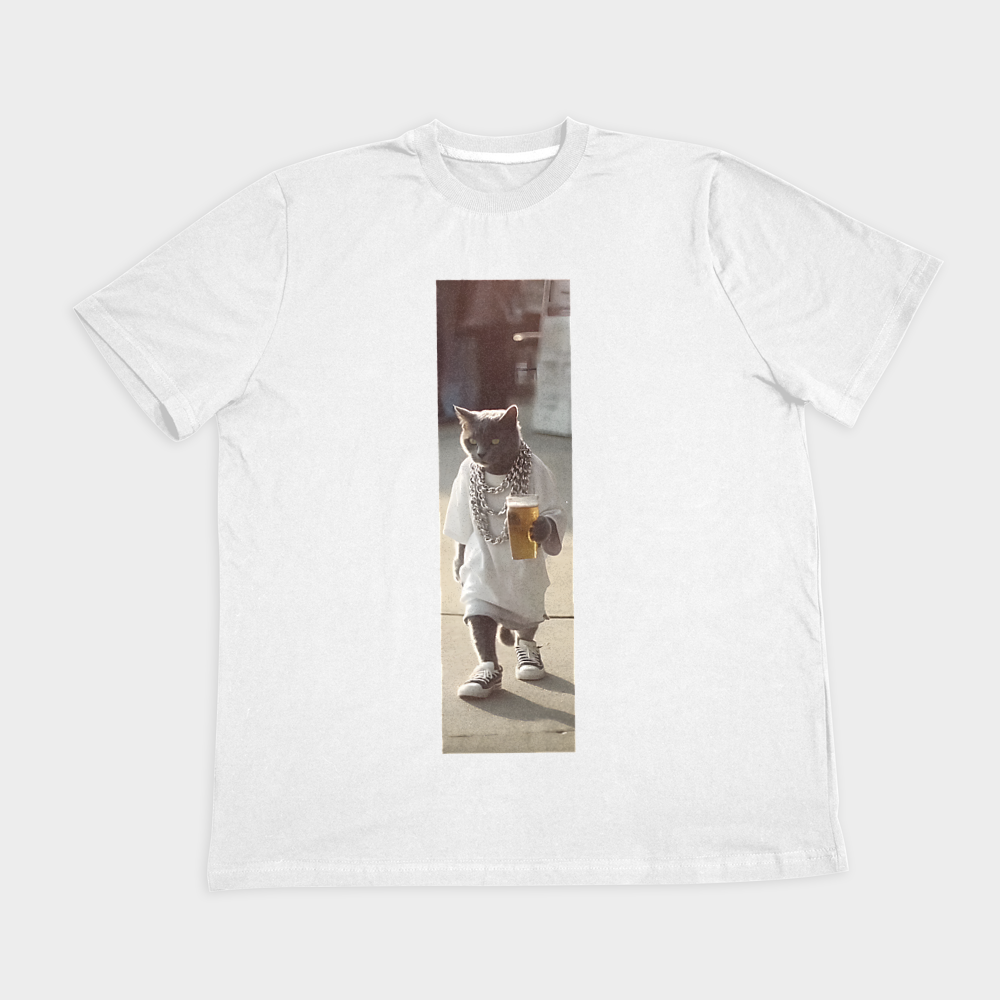 GANGCAT TSHIRT444نمای روبرو ۲ - رنگ سفید1