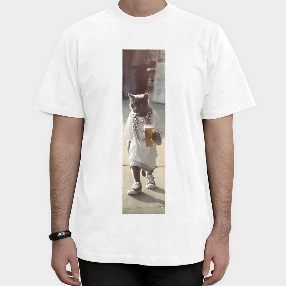 GANGCAT TSHIRT444نمای روبرو ۱ - رنگ سفید