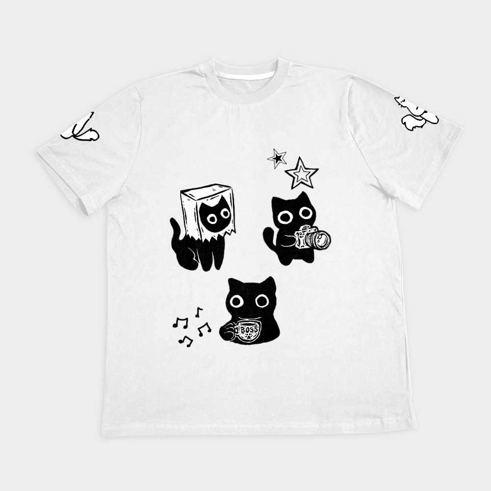 تیشرت طرح cat loverنمای روبرو ۲ - رنگ سفید2