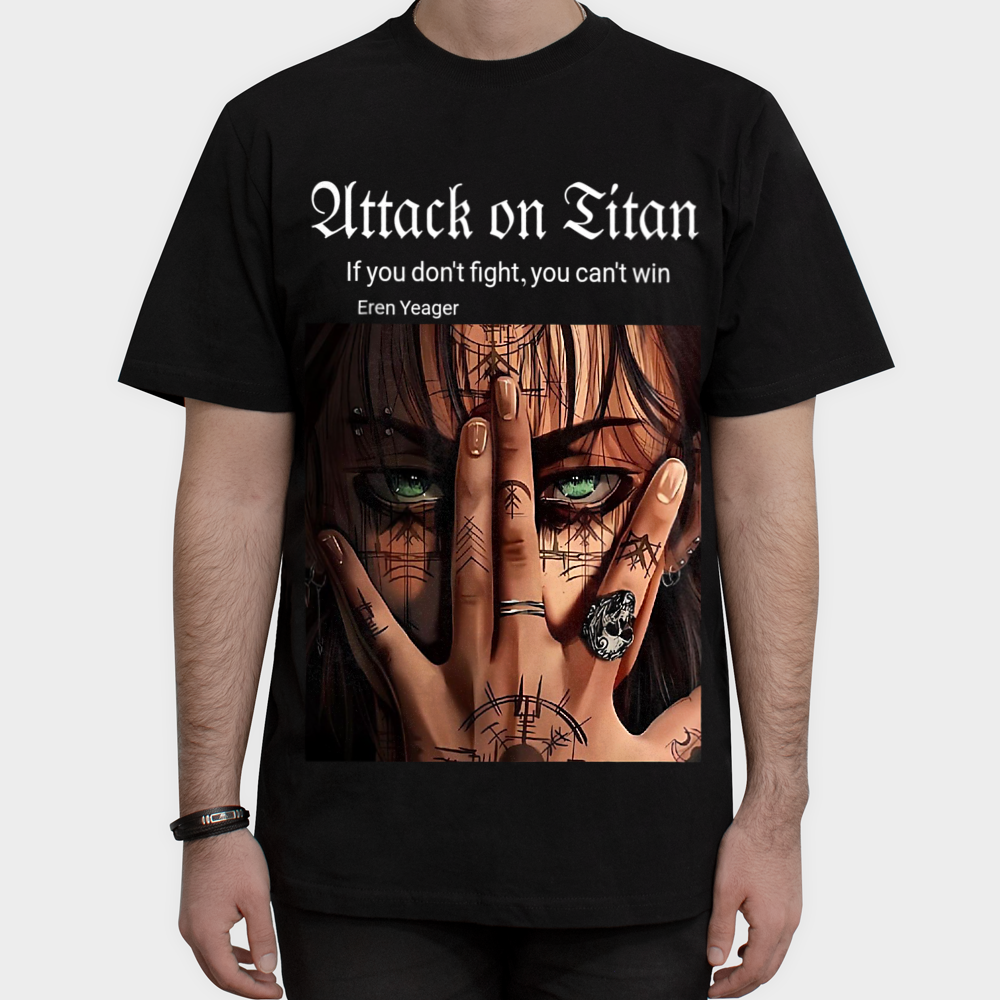 تیشرت Attack on titan | حمله به تایتاننمای روبرو ۱ - رنگ مشکی5