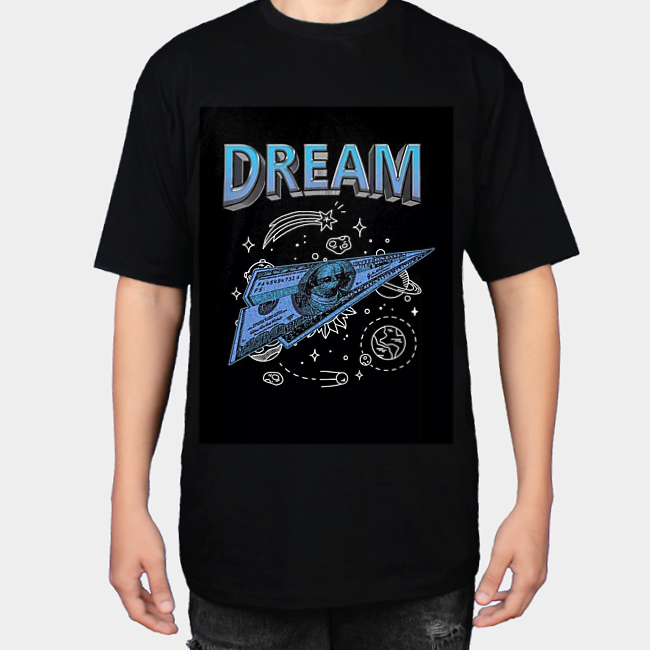 تیشرت طرح Dream (آرزو)💫🤍نمای روبرو ۱ - رنگ مشکی