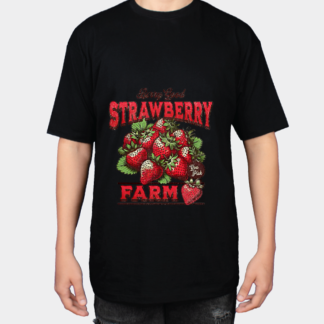 تیشرت توتفرنگی🍓نمای روبرو ۱ - رنگ مشکی