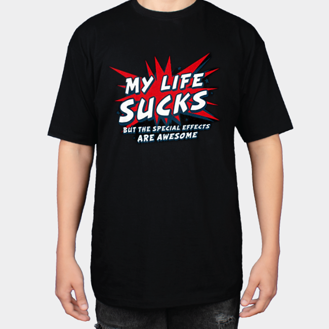 تیشرت my life sucksنمای روبرو ۱ - رنگ مشکی