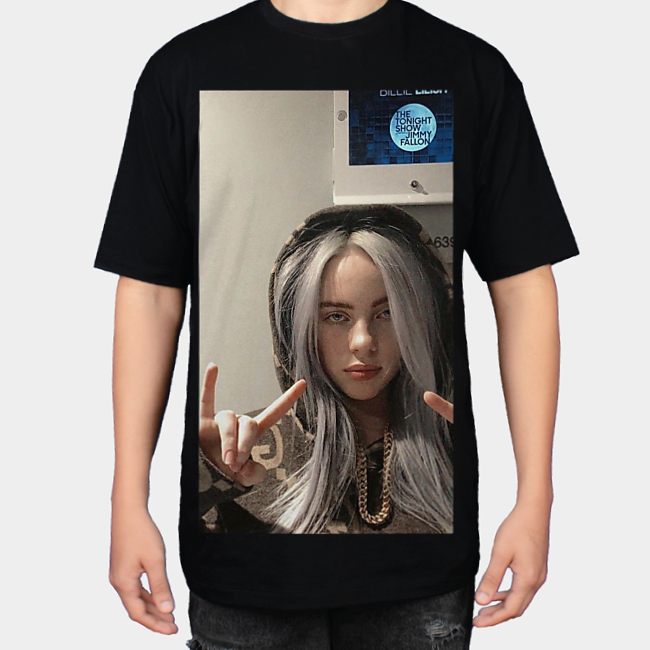 تیشرت طرح Billie Eilishنمای روبرو ۱ - رنگ مشکی1