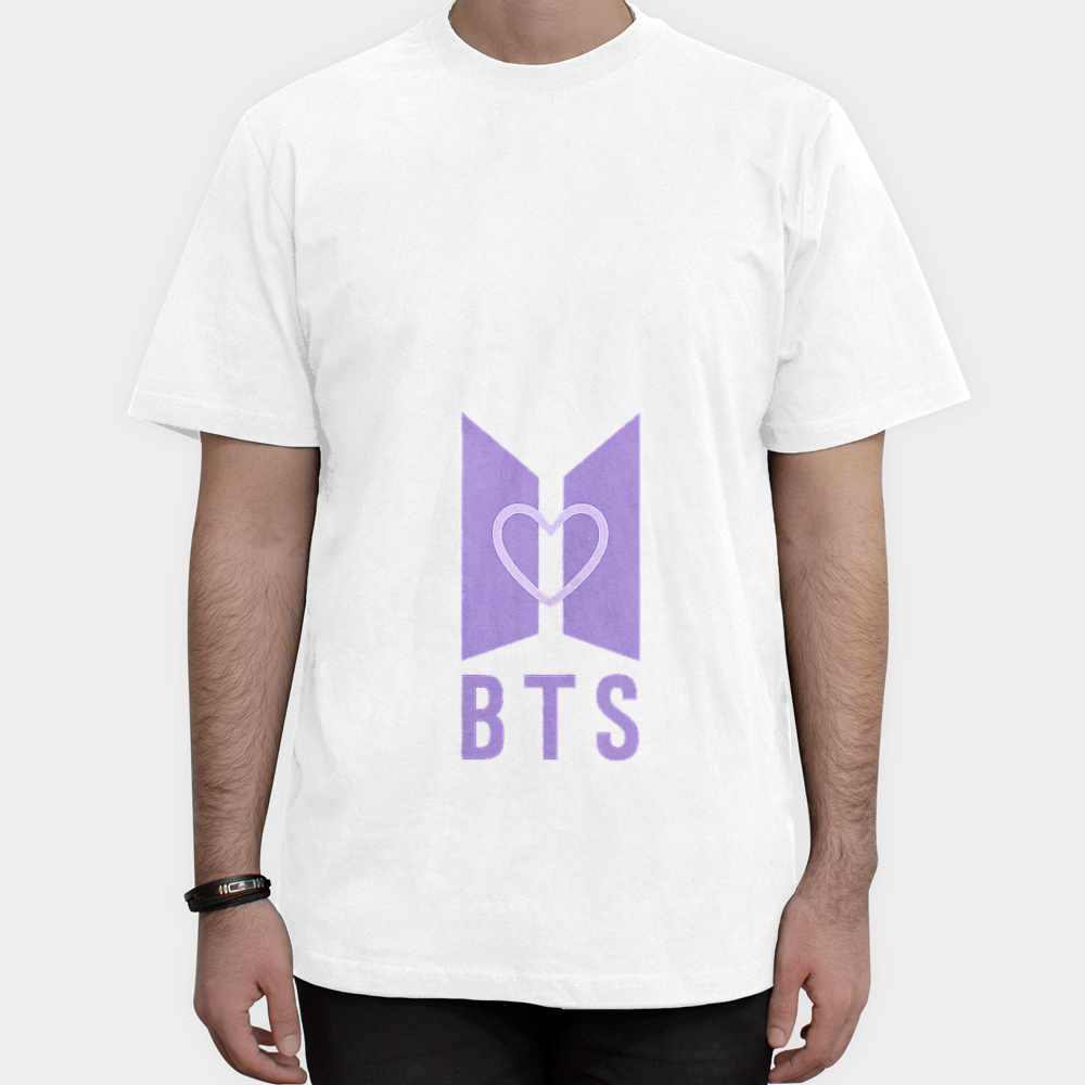 تیشرت bts بی تی اس kpop لوگونمای روبرو ۱ - رنگ سفید3
