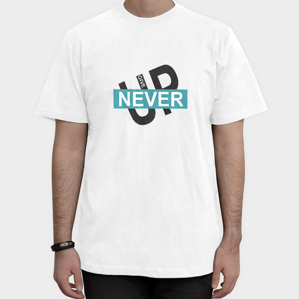 تیشرت پسرانه Never Give Upنمای روبرو ۱ - رنگ سفید