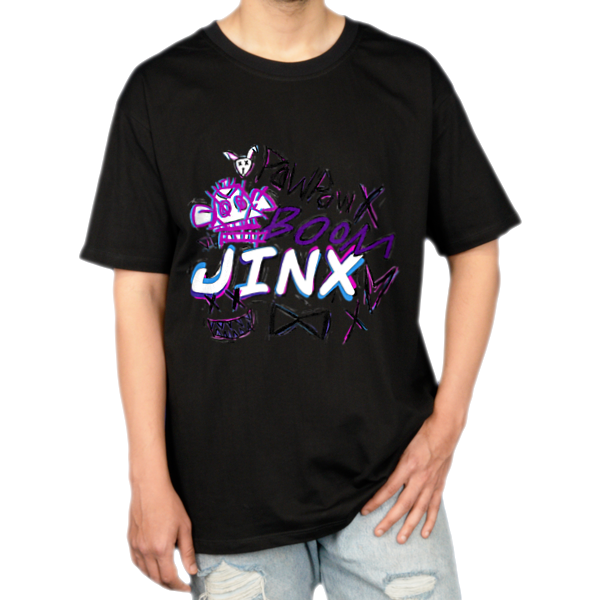 تی شرت با طرح jinxنمای روبرو ۱ - رنگ مشکی