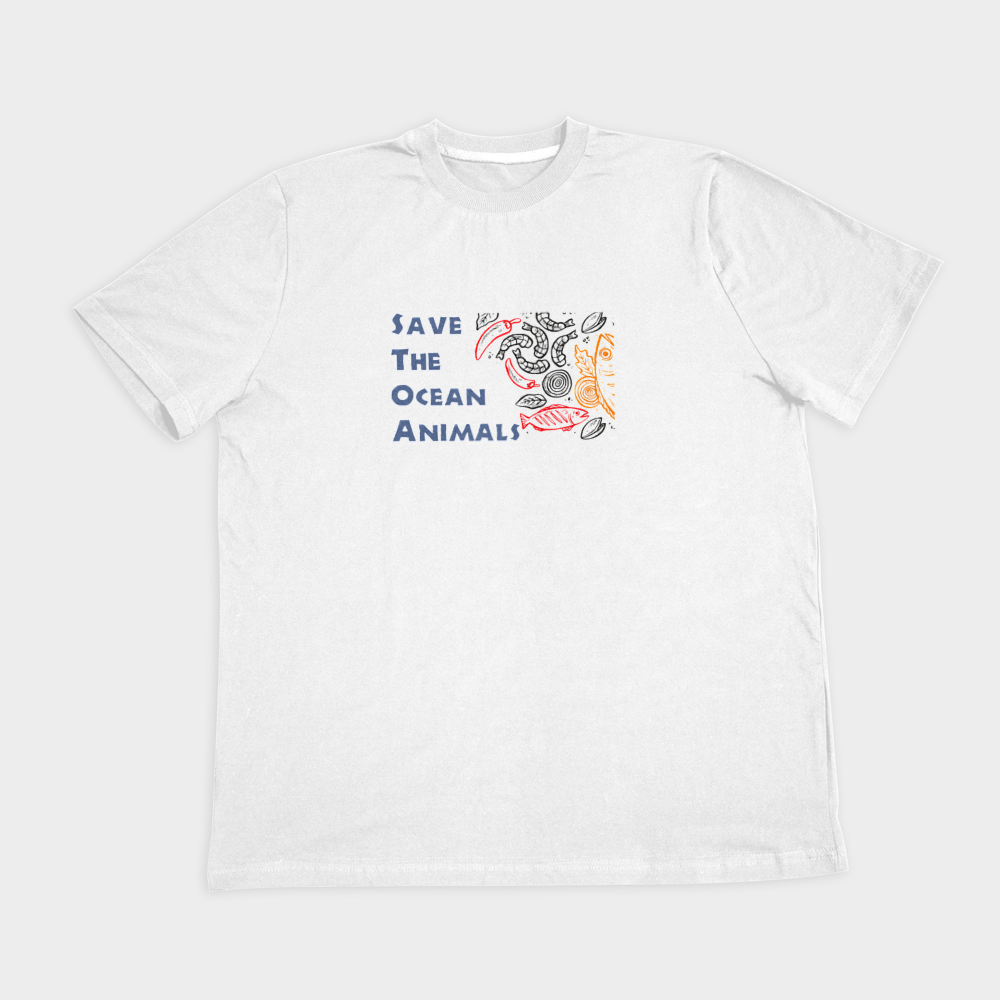 تیشرت پسرانه Save The Ocean Animalsنمای روبرو ۲ - رنگ سفید
