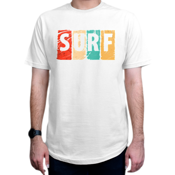 تیشرت تمام پنبه طرح surfنمای روبرو - رنگ سفید