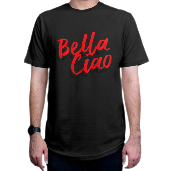 تیشرت طرح سریال Money Heist خانهٔ کاغذی  MH1نمای روبرو - رنگ مشکی0