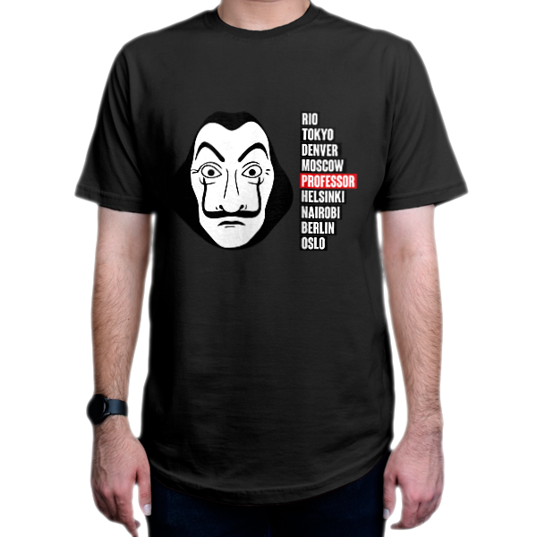 22تیشرت طرح سریال Money Heist خانهٔ کاغذی  MH4نمای روبرو - رنگ مشکی0