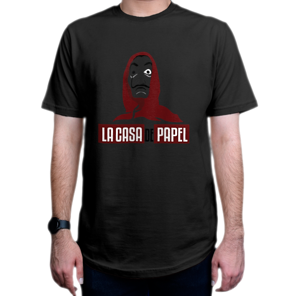تیشرت طرح سریال Money Heist خانهٔ کاغذی  MH7نمای روبرو - رنگ مشکی0
