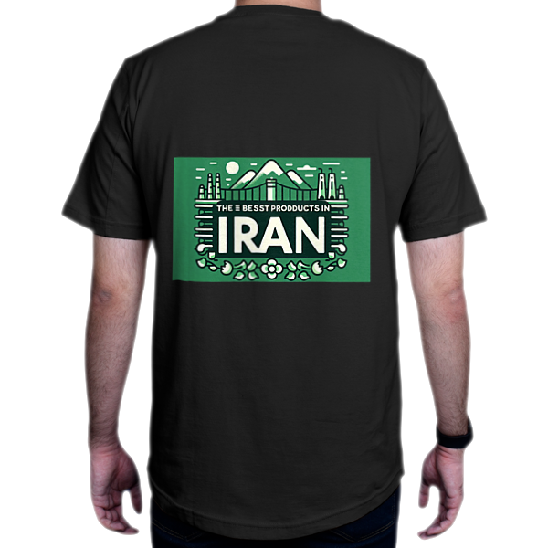 تیشرت مشکی بدون یقه ساخت ایراننمای پشت - رنگ مشکی1