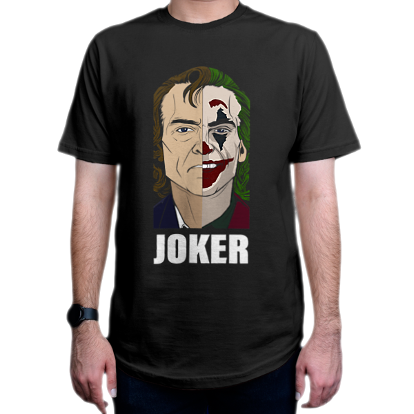 تیشرت طرح فیلم  Joker جوکر واکین فینیکس j3 Joaquin Phoenixنمای روبرو - رنگ مشکی