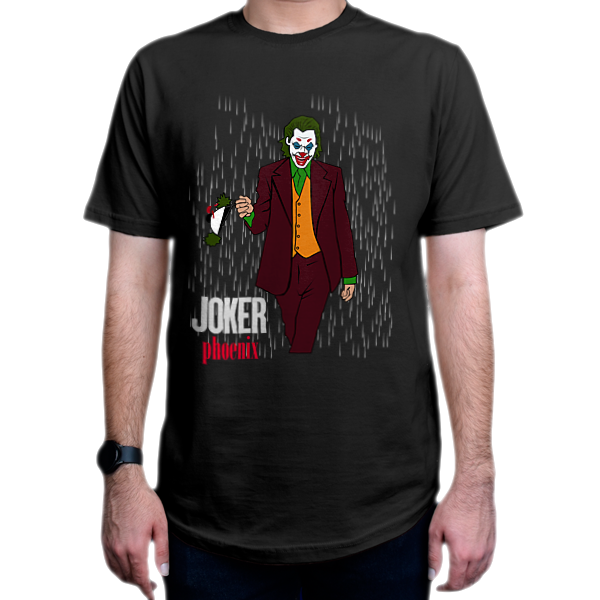 تیشرت طرح فیلم Joker جوکر واکین فینیکس j6 Joaquin Phoenixنمای روبرو - رنگ مشکی