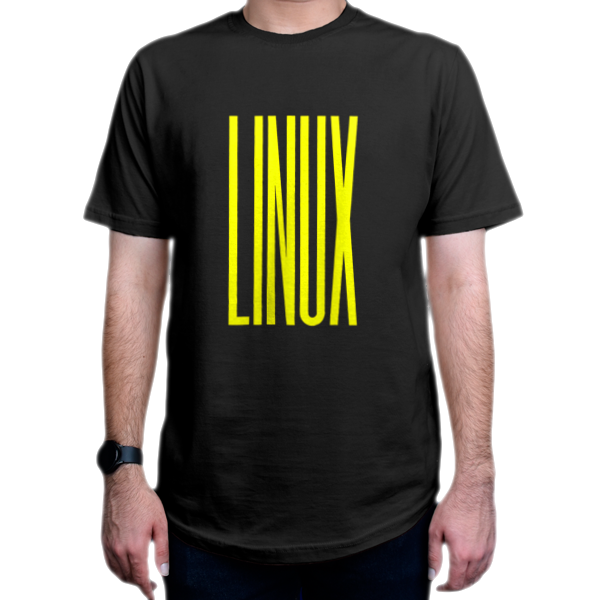 تیشرت برنامه نویسی طرح لینوکس Linux زرد Yellowنمای روبرو - رنگ مشکی