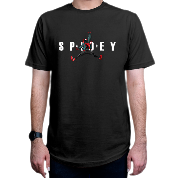 تیشرت طرح فیلم  Spider-Man اسپایدر من Spidey اسپایدینمای روبرو - رنگ مشکی