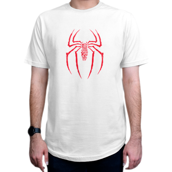 تیشرت طرح فیلم  Spider-Man اسپایدر من classic کلاسیک red قرمزنمای روبرو - رنگ سفید