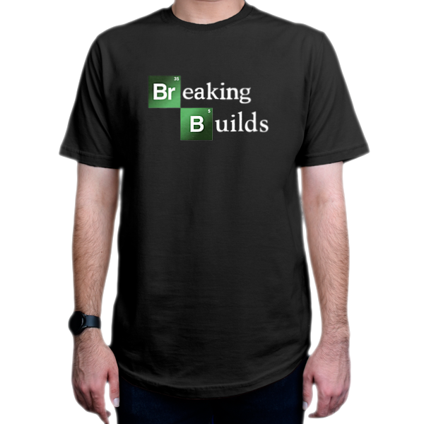 تیشرت برنامه نویسی طرح Breaking Buildsنمای روبرو - رنگ مشکی