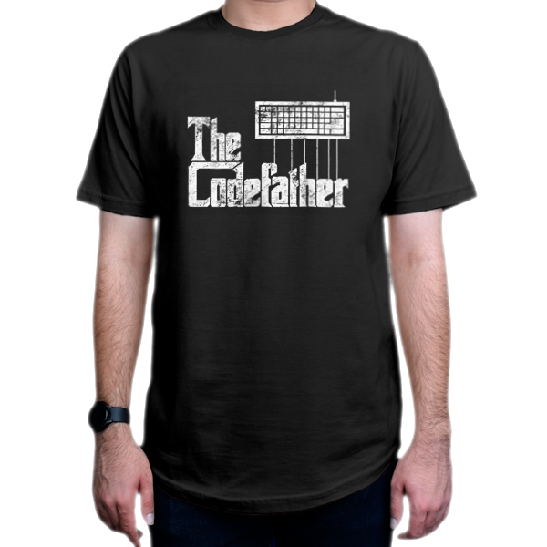 تیشرت برنامه نویسی طرح The Codefatherنمای روبرو - رنگ مشکی