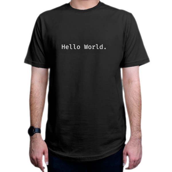 تیشرت برنامه نویسی طرح Hello Worldنمای روبرو - رنگ مشکی