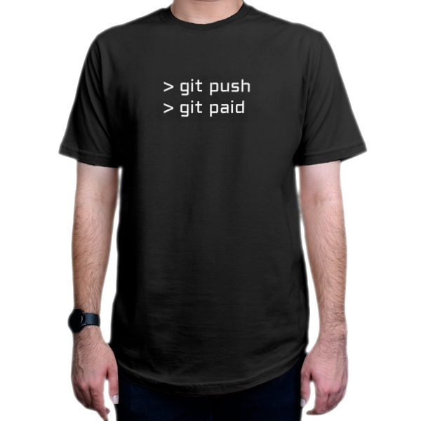 تیشرت برنامه نویسی طرح git push git paidنمای روبرو - رنگ مشکی