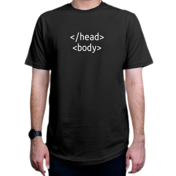 تیشرت برنامه نویسی طرح head and bodyنمای روبرو - رنگ مشکی