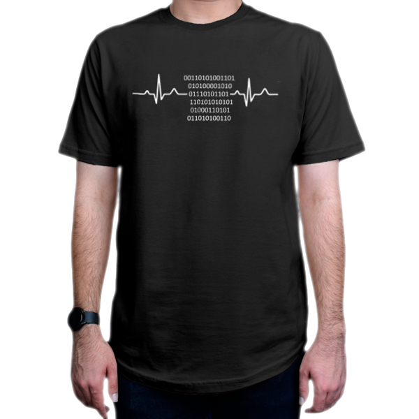 تیشرت برنامه نویسی طرح programmer heartbeatنمای روبرو - رنگ مشکی