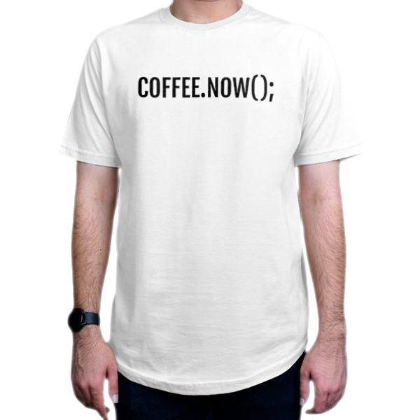 تیشرت برنامه نویسی طرح coffee nowنمای روبرو - رنگ سفید