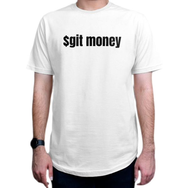 تیشرت برنامه نویسی طرح git moneyنمای روبرو - رنگ سفید