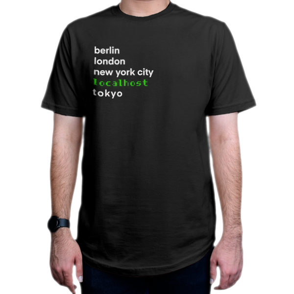 تیشرت برنامه نویسی طرح localhost citiesنمای روبرو - رنگ مشکی