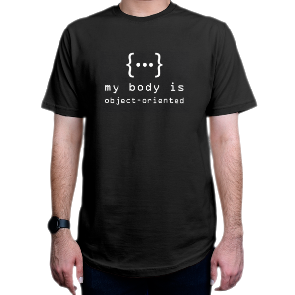 تیشرت برنامه نویسی طرح My Body is Object orientedنمای روبرو - رنگ مشکی