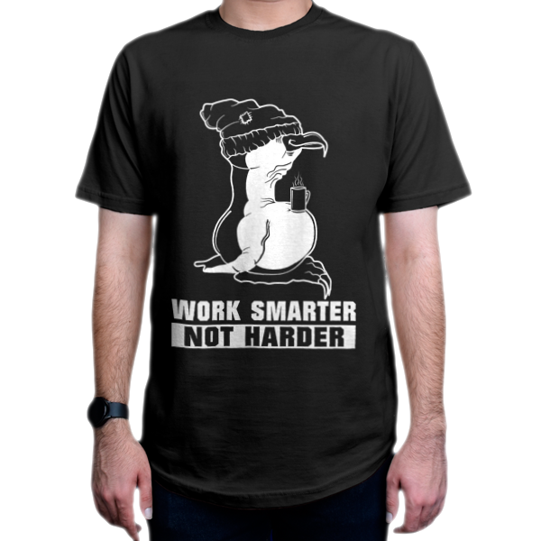 تیشرت برنامه نویسی طرح Work Smarter Not Harderنمای روبرو - رنگ مشکی