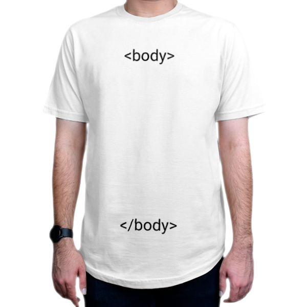 تیشرت برنامه نویسی طرح bodyنمای روبرو - رنگ سفید